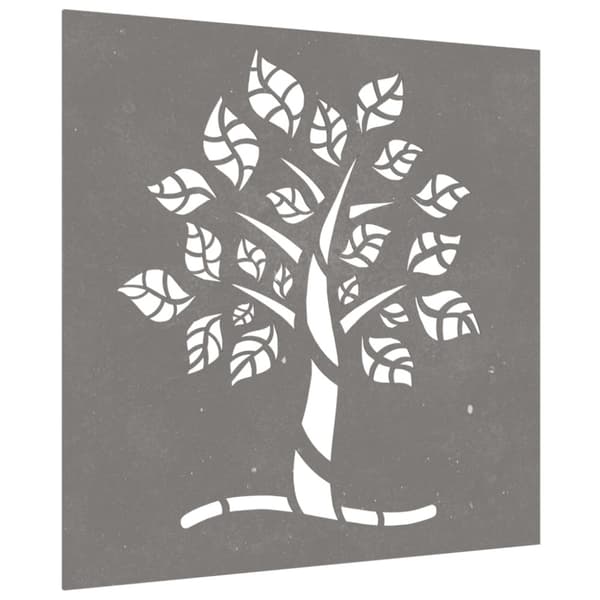Väggdekoration 55x55 cm rosttrögt stål träddesign
