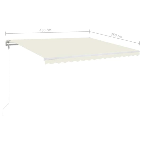 Automatisk markis med vindsensor & LED 450x350 cm gräddvit