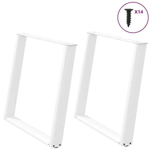Matbordsben U-formade 2 st vita 100x(72-73) cm stål