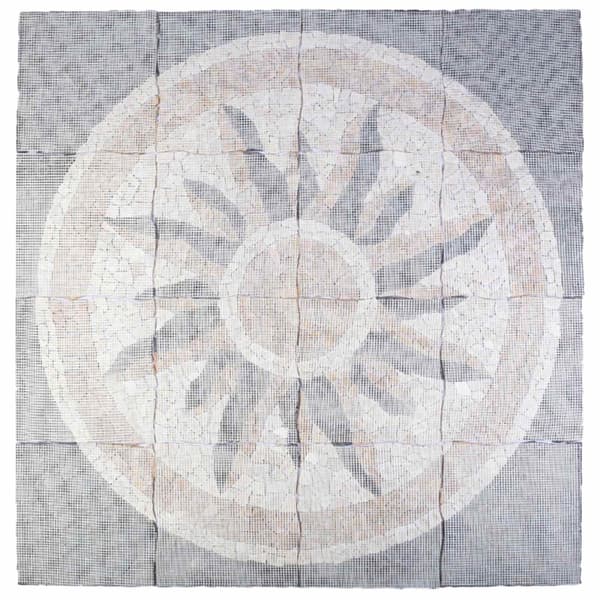 Mosaic Tiles Sun Pattern Flerfärgsdesign 120 x 120 cm Marmor