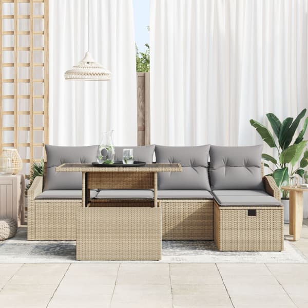 Trädgårdsoffset 6 pcs Beige konstrotting