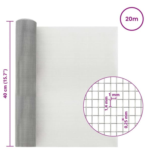 Nätduk 40 x 2000 cm 18 Mesh Rostfritt stål 201 Silver