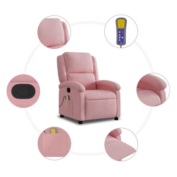 Massagefåtölj rosa sammet