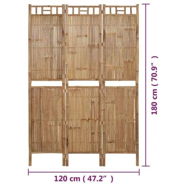 Rumsavdelare 3 paneler bambu 120x180 cm