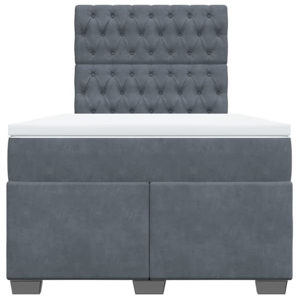 Ramsäng med madrass mörkgrå 120x190 cm sammet