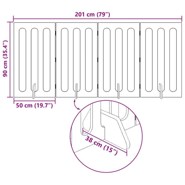 Fällbar husdjursgrind 4 pcs Vit 201 x 38 x 90 cm