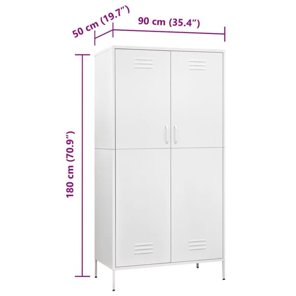 Garderob 90x50x180 cm vit stål