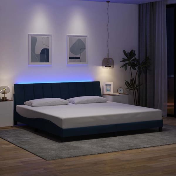 Bed Frame without Mattress "Hanko" Blue 200x200cm Fabric