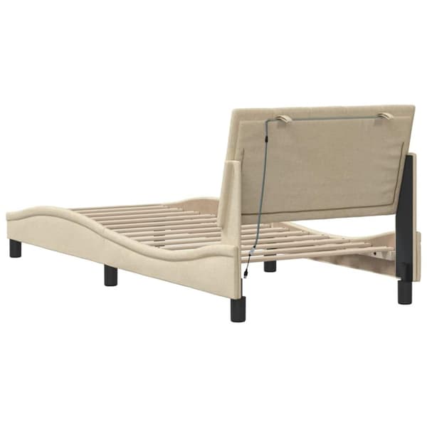 Bed Frame without Mattress "Hanko" Cream 80x200cm Fabric