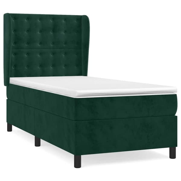 Ramsäng med madrass mörkgrön 90x200 cm sammet