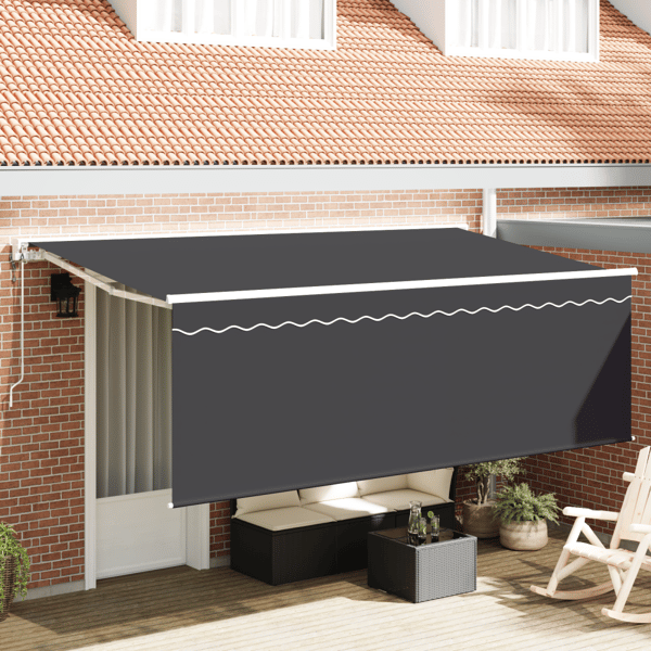 Utfällbar markis Antracit 400 x 200 cm Polyester och aluminium