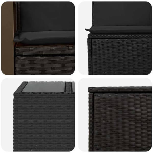 Soffset 6 st Svart Poly Rattan och stål