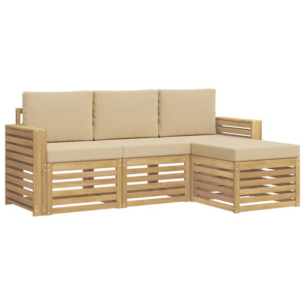 Utomhussoffset 4 pcs Vit och Beige 197,5 x 122,5 x 73 cm