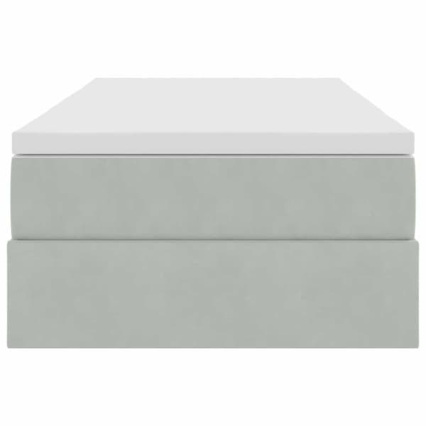 Förvaringssäng med madrass Ljusgrå 100 x 200 cm Sammet