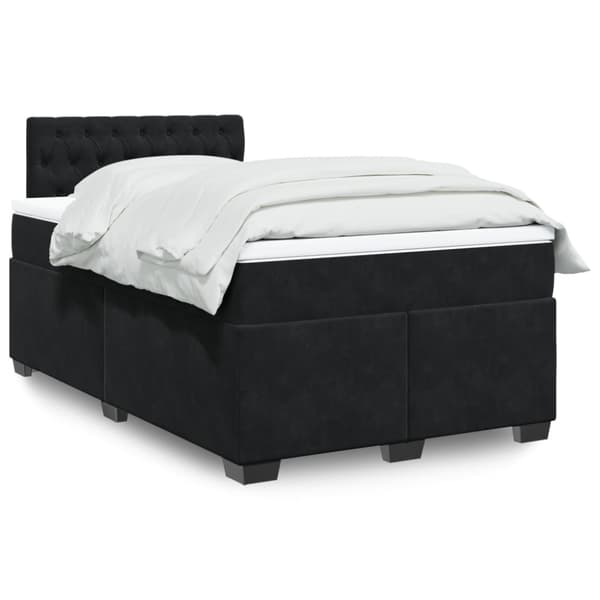 Ramsäng med madrass svart 120x190 cm sammet