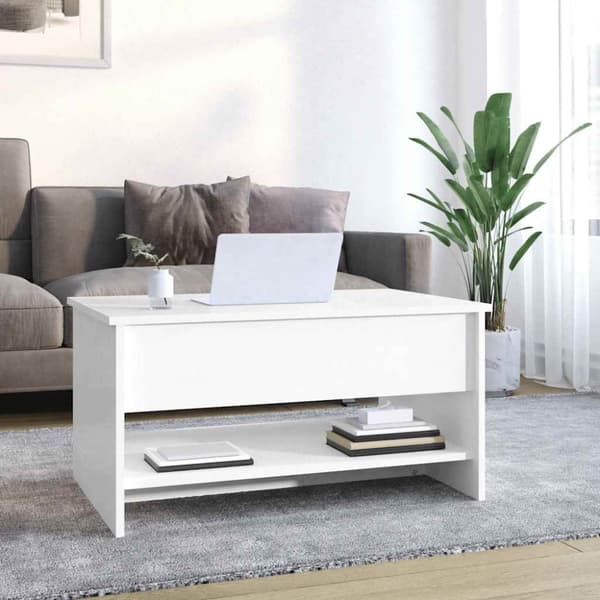 Soffbord vit högglans 80x50x40 cm konstruerat trä