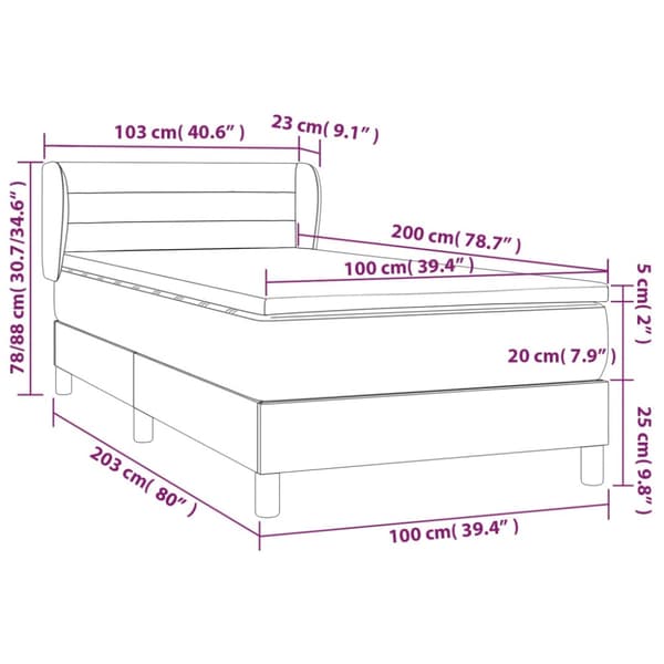 Ramsäng med madrass ljusgrå 100x200 cm tyg