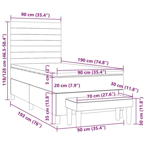 Ramsäng med madrass mörkgrön 90x190 cm sammet
