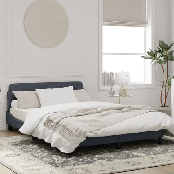 Bed Frame "Dover" Dark Grey 140x190 cm Velvet