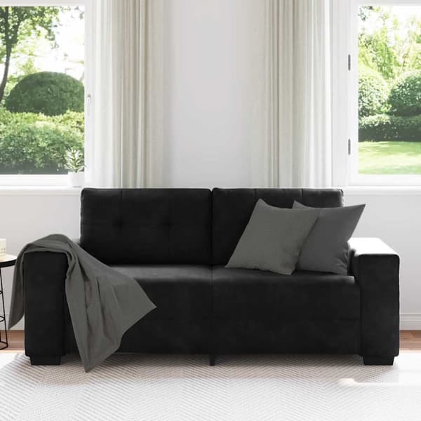 Loveseat soffa svart 180x77x82 cm sammet