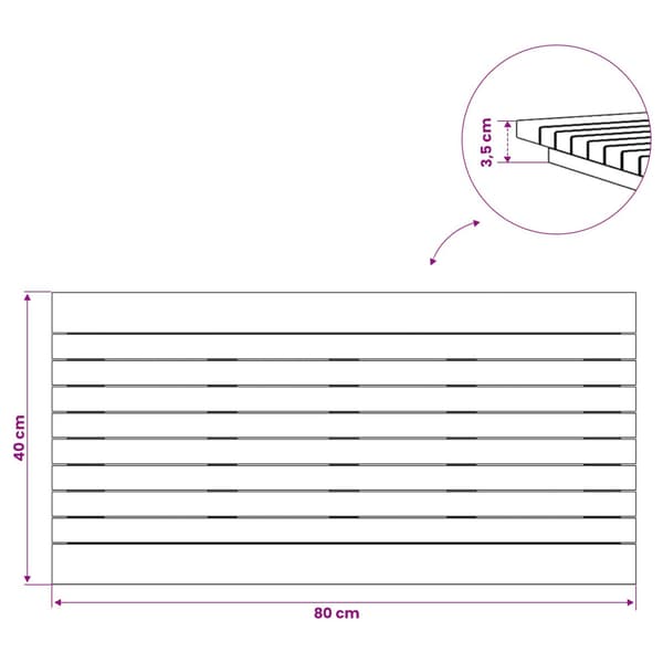 Bordsskiva 80 x 40 x 3,5 cm Rektangulär Massivt teakträ