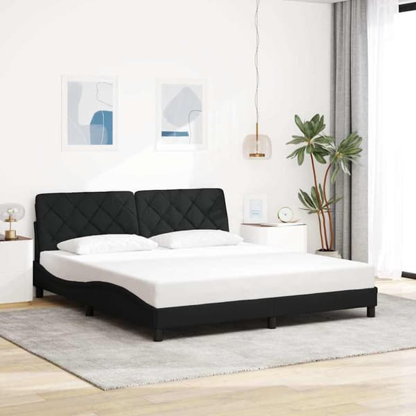 Bed Frame without Mattress Black 180x200 cm Fabric