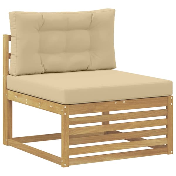 Utomhussoffset med kudde 6 pcs Vit och Beige Polyester