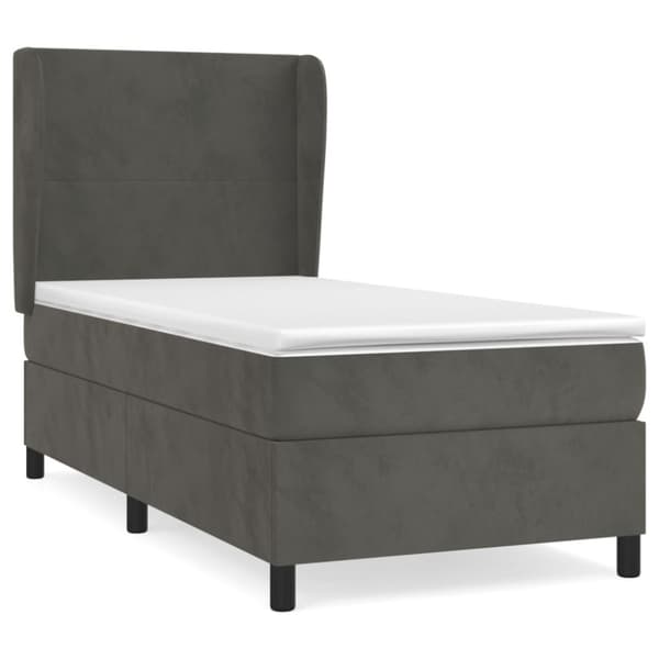Ramsäng med madrass mörkgrå 90x190 cm sammet