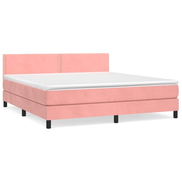 Ramsäng med madrass rosa 160x200 cm sammet