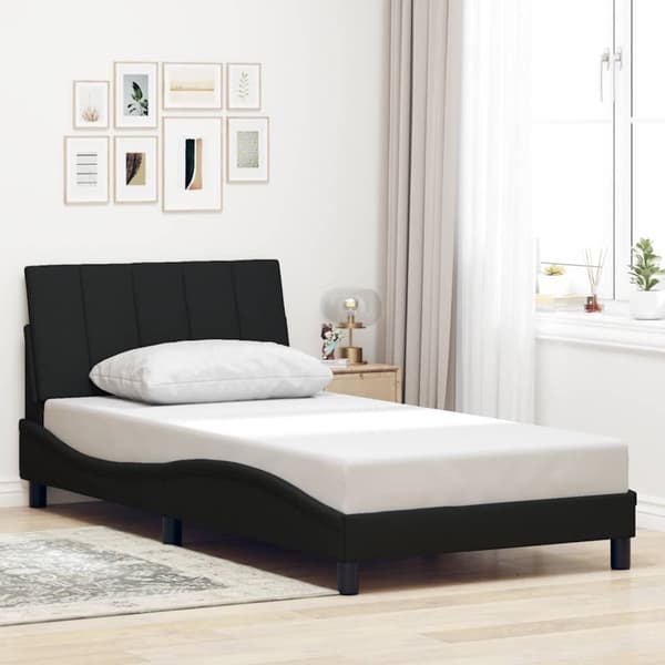 Bed Frame without Mattress "Hanko" Black 100x200cm Fabric