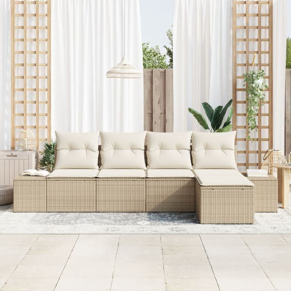 Trädgårdsoffset 5 st Beige och gräddfärgad konstrotting