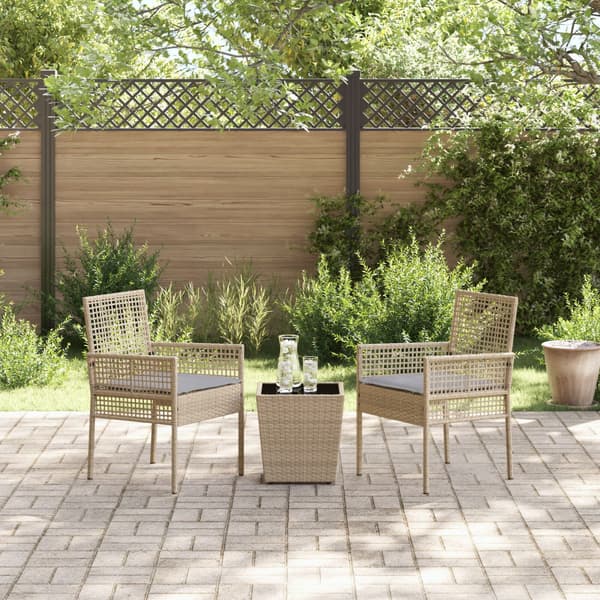Trädgårds Bistro Set 3 pcs Beige konstrotting
