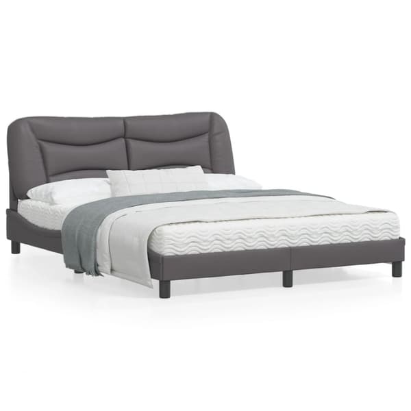 Bed Frame with LED without Mattress "Hvar" Grey 160x200 cm