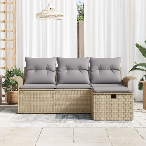Trädgårdsoffset 4 st Beige och Ljusgrå konstrotting