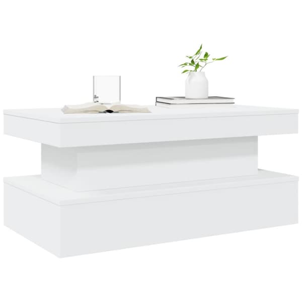 Soffbord med LED vit 90x50x40 cm