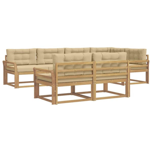 Utomhussoffset med kudde 6 pcs Vit och Beige Polyester