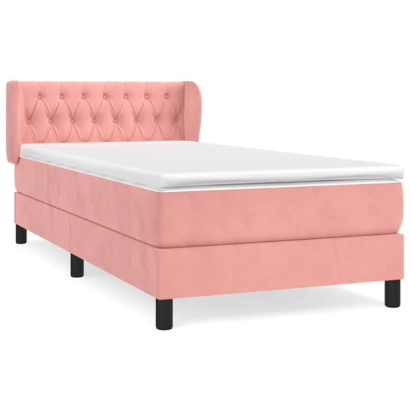 Ramsäng med madrass rosa 90x190 cm sammet