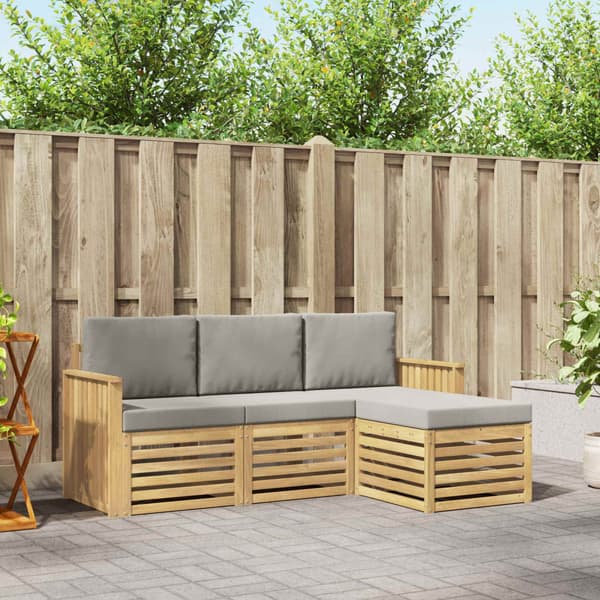 Utomhussoffset 4 pcs Vit och ljusgrå 189,5 x 122,5 x 73 cm