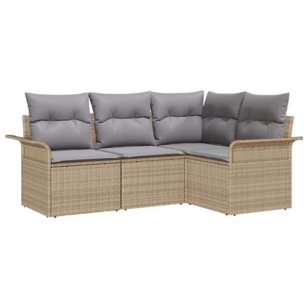 Trädgårdsoffset med lagring 4 pcs Beige konstrotting