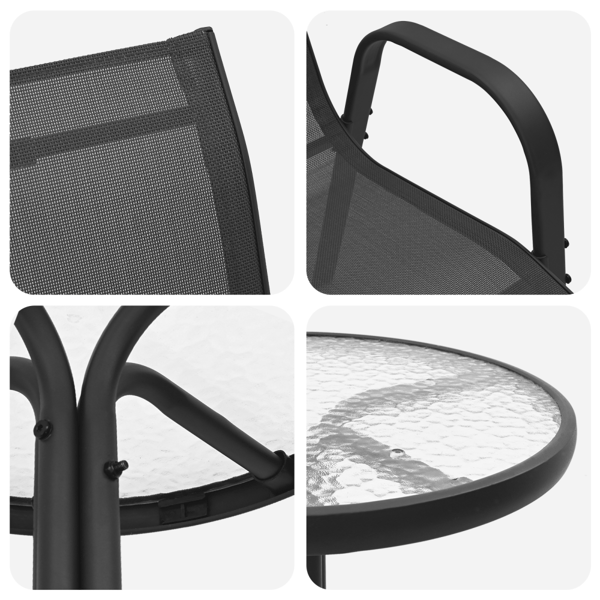 Trädgårds Bistro Set 3 pcs Svart Stål