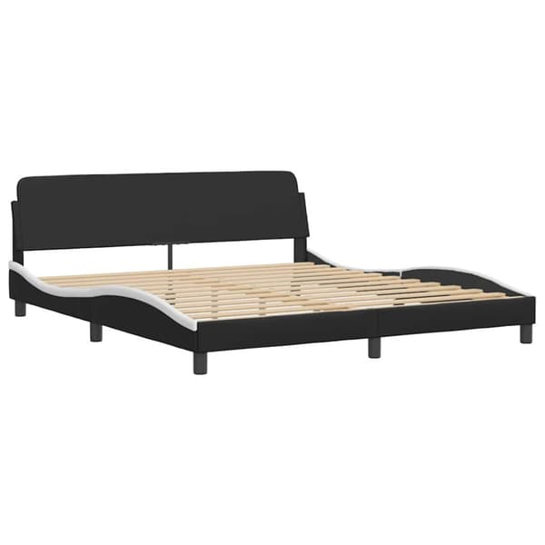 Bed Frame "Dover" Black and White 183x213 cm Faux Leather