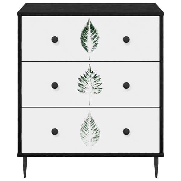 Kommode HANAU Grön lövtryck 66 x 36,5 x 76 cm Konstruerat trä