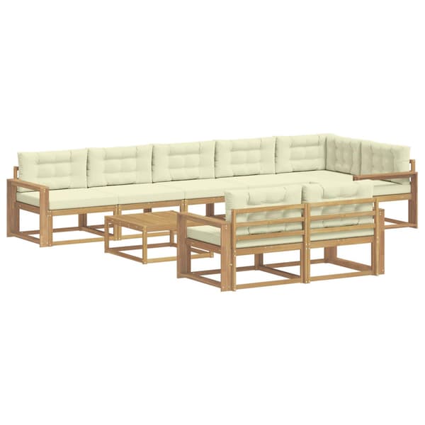Utomhussoffset 9 pcs Vit och grädde 79 x 79 x 37 cm Polyester