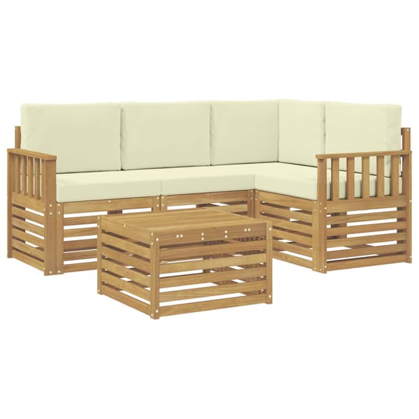 Utomhussoffset 5 pcs Vit och grädde 59 x 59 x 37 cm Polyester