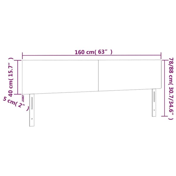 Sänggavel LED mörkblå 160x5x78/88 cm sammet