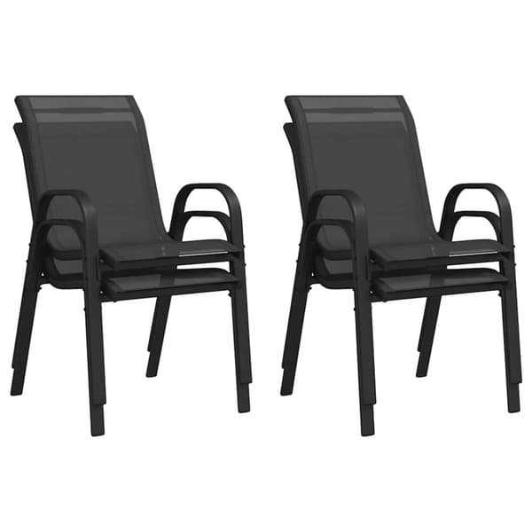 Stapelbara trädgårdsstolar 4 st svart textilentyg