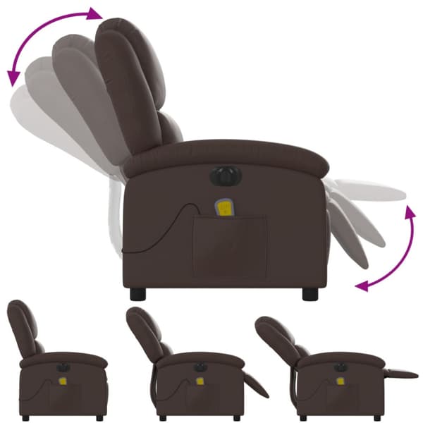 Elektrisk massagefåtölj brun konstläder