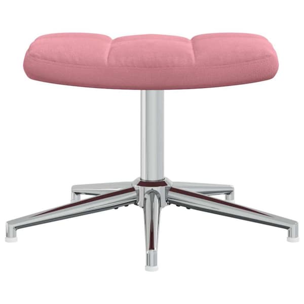 Vilstol med fotpall rosa sammet