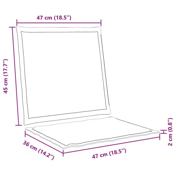 Sitt- och Ryggkuddar 2 pcs Gräddvit 47 x 45 x 2 cm Polyester