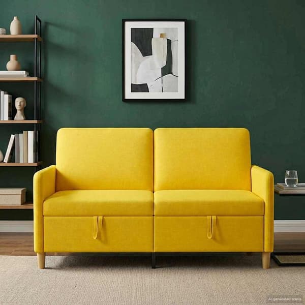 Soffa med förvaring Ljusgul 152 x 78 x 87 cm Polyester